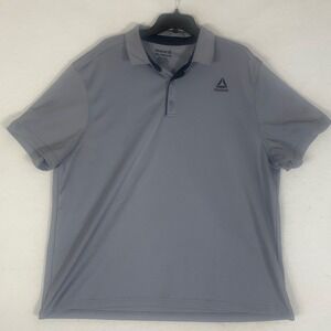 Reebok Mens Golf Polo Shirt Gray Textured 3XL Short Sleeve Stretch‎ Performance